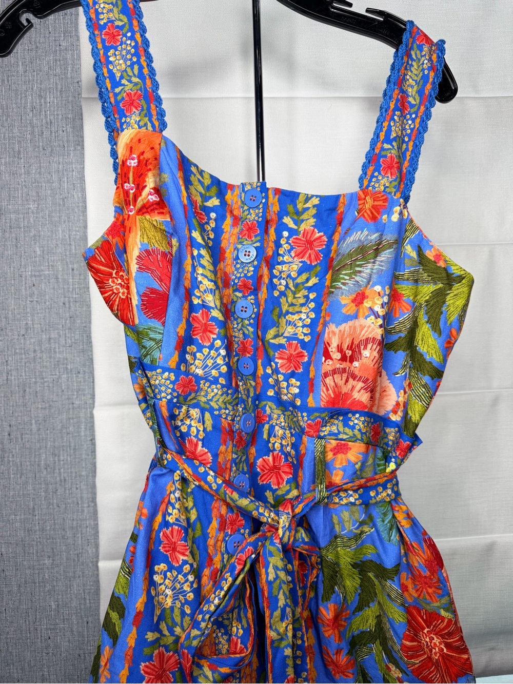 NWT | FARM Rio | Blue Multi Floral Tie-Waist Romper - Picture 3 of 11